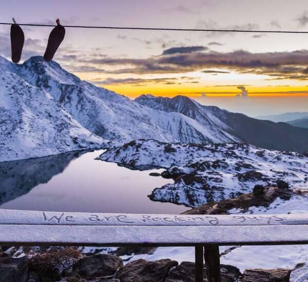 view of frozen gosaikunda lake
