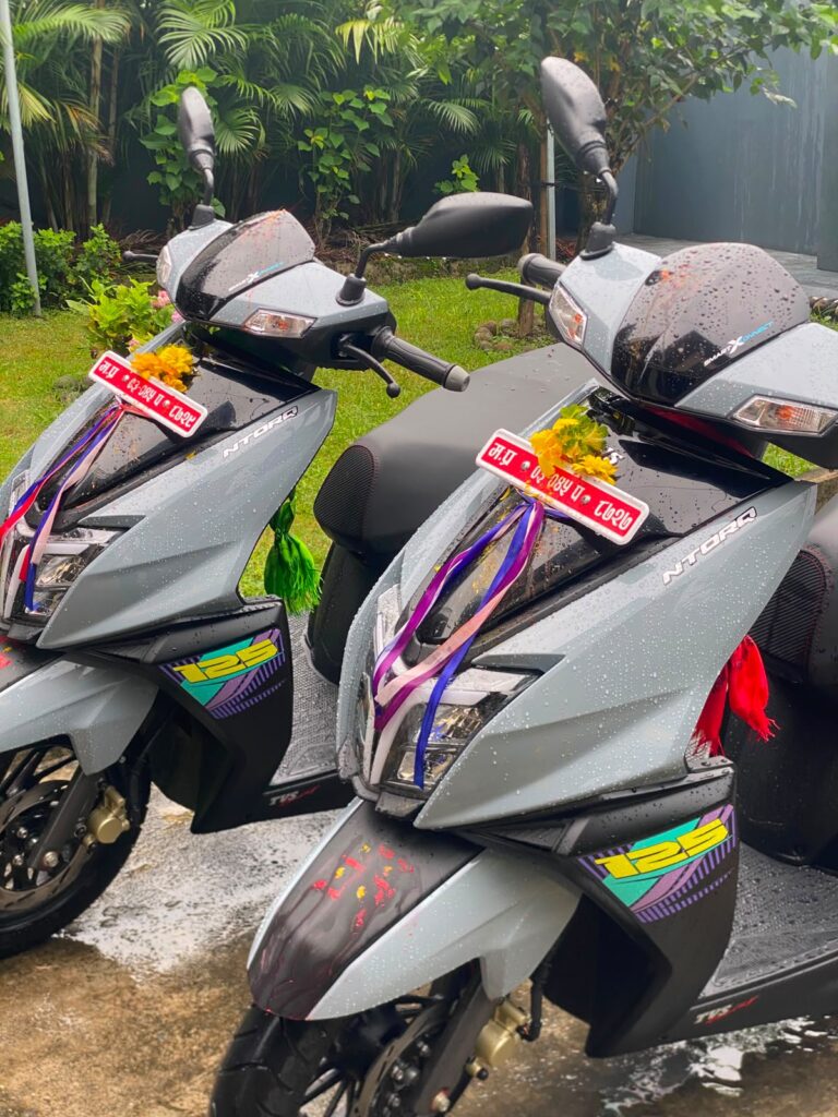 Motorcycle and scooter available for bike rental in Pokhara, Nepal
