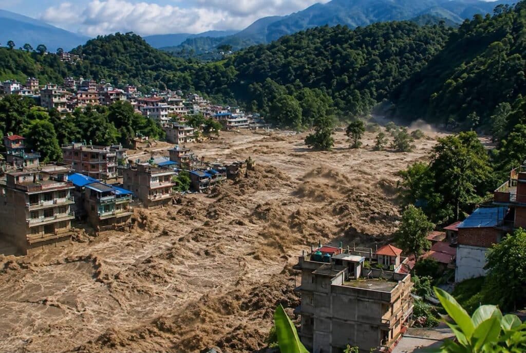 Bhotekoshi flood affected area in Nepal