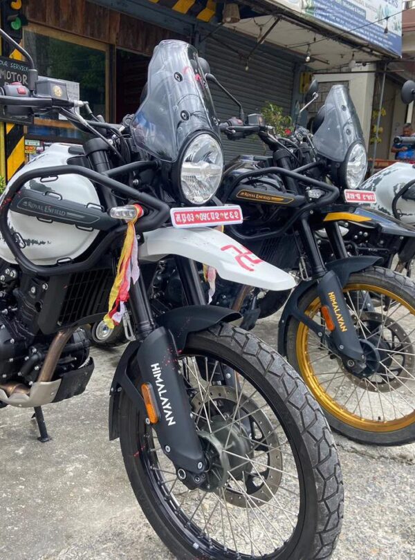 Motorcycle expedition approaching Lo Manthang in Upper Mustang